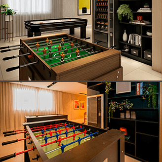 Perspectiva X Realidade do salão de jogos do Today Pinheiros