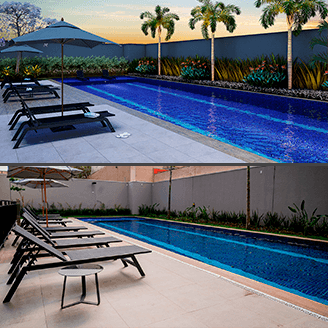 Perspectiva X Realidade da piscina do Today Pinheiros
