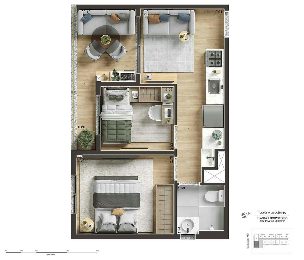 Apartamento de 2 Dormitórios com 39m² - Final 1