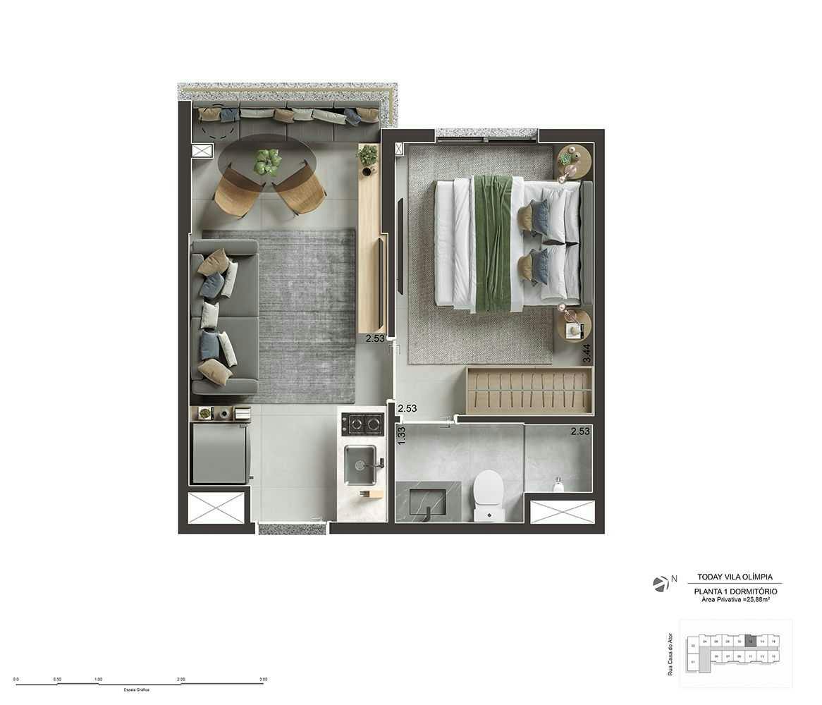 Apartamento de 1 Dormitório com 26m² - Final 12