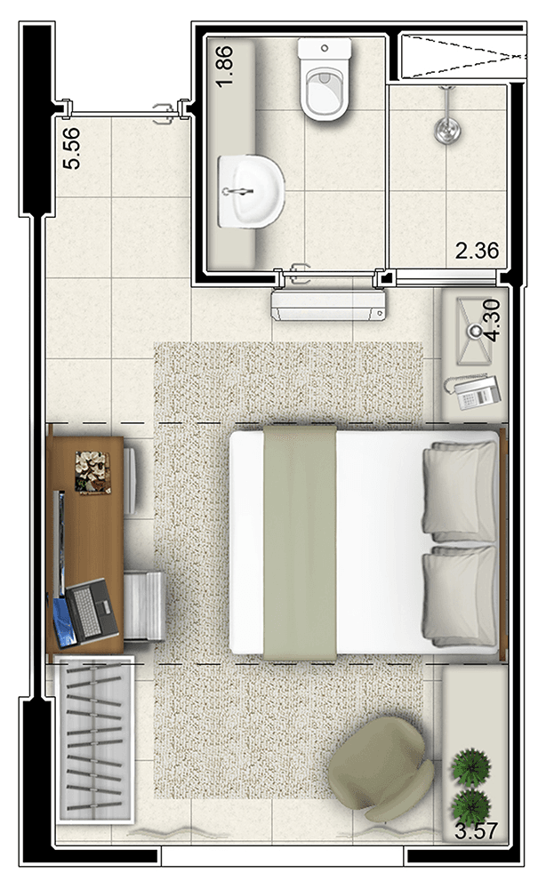 Planta do apartamento tipo do Cidade Jardim Golden Flat